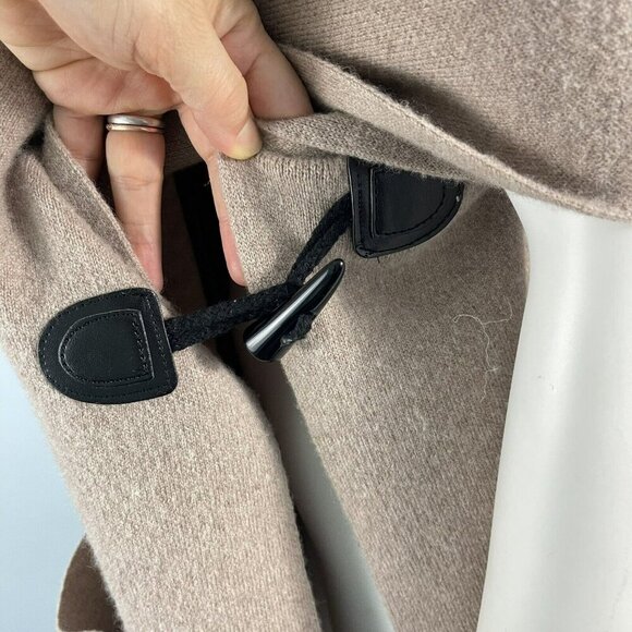 Mitchie's 100%Wool Hooded Poncho Cape Fox Fur Trim Beige Tan Coat - Picture 10 of 16